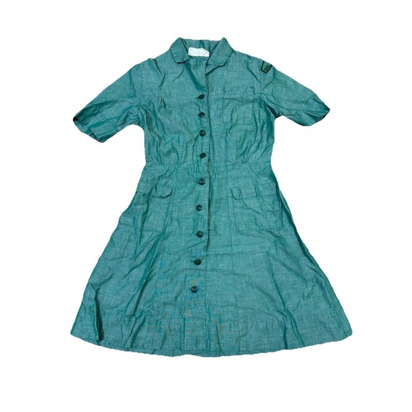 Girl Scouts Other - Girl Scouts Dress Uniform Girls XS Green Excellent Vintage Cotton‎ Button Front